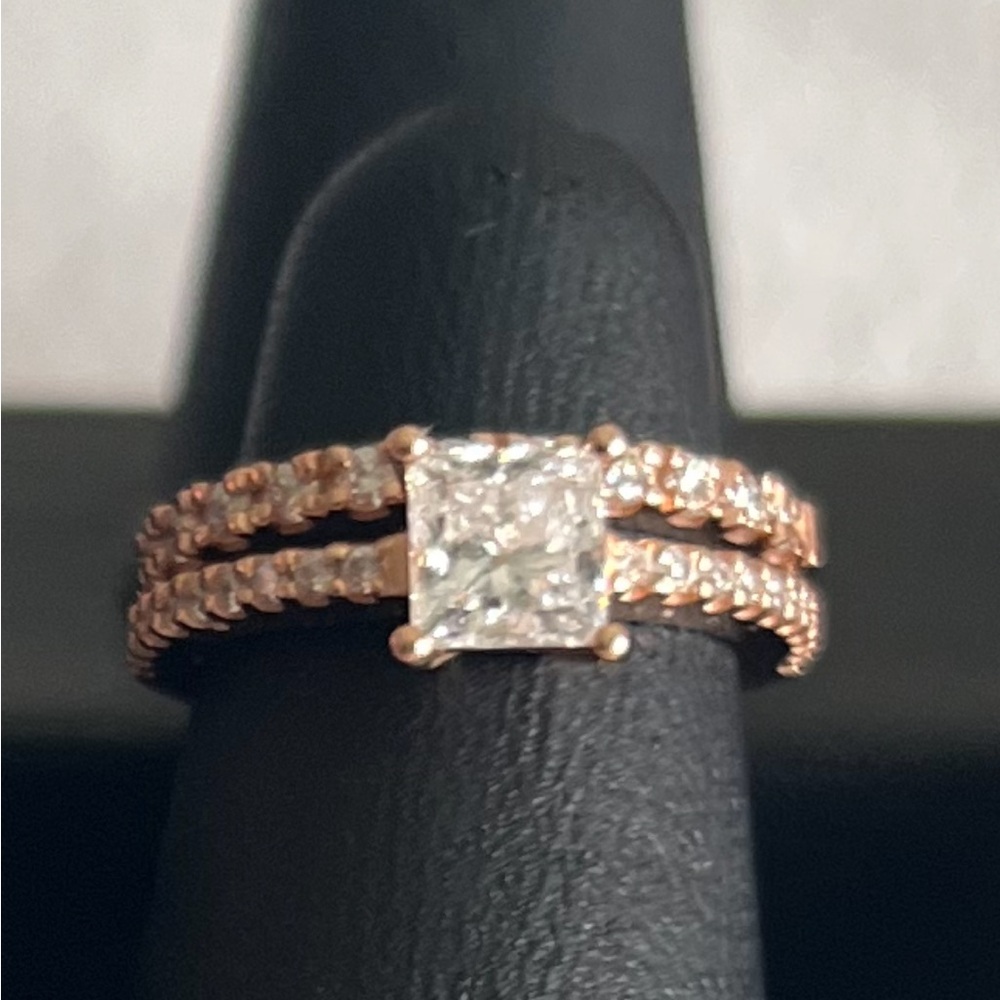 Engagement wedding ring set gold diamonds - Picture 4 of 16